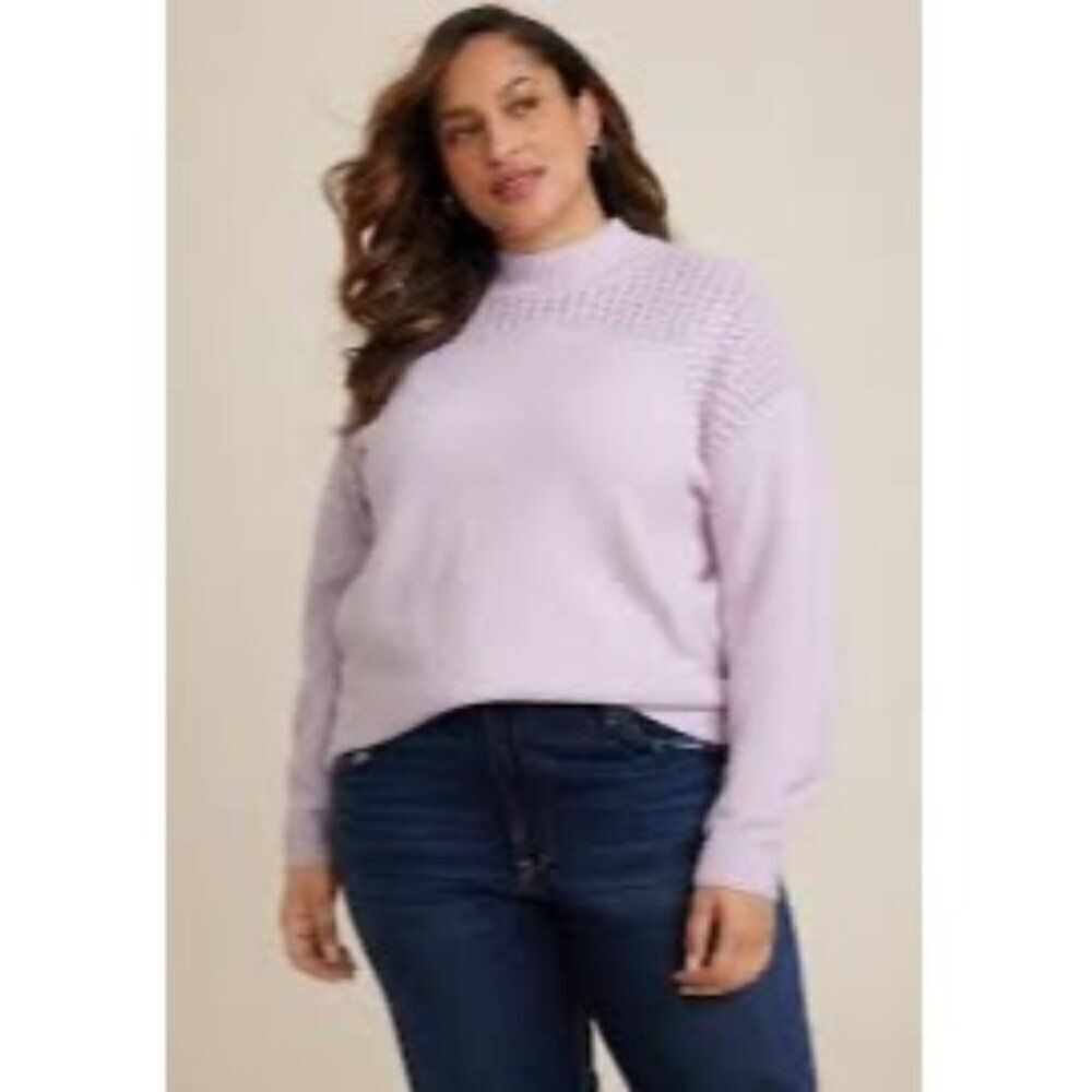 NWT Maurice’s‎ Bobble Stitch Mock Neck Wool Bkend Sweater Size 1X
